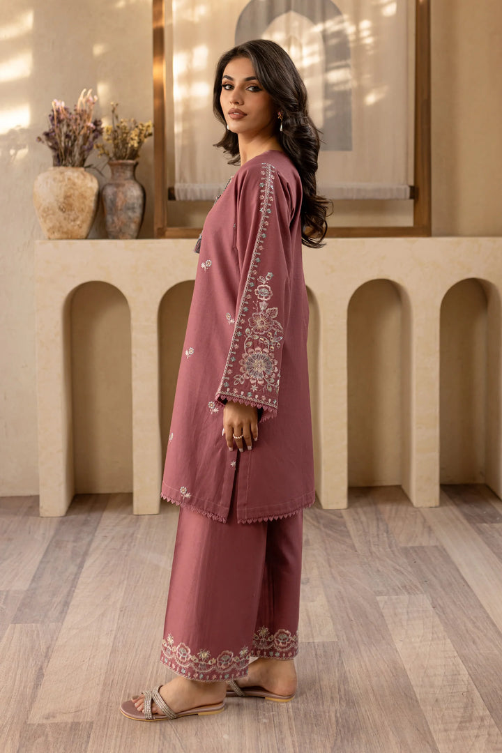 2Pc Onion Gold Embroidered Lawn Dress