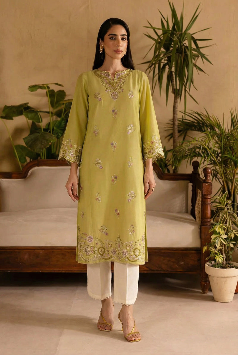 W25-125 2PC COTTON APPLE PIE EMBROIDERED DRESS.