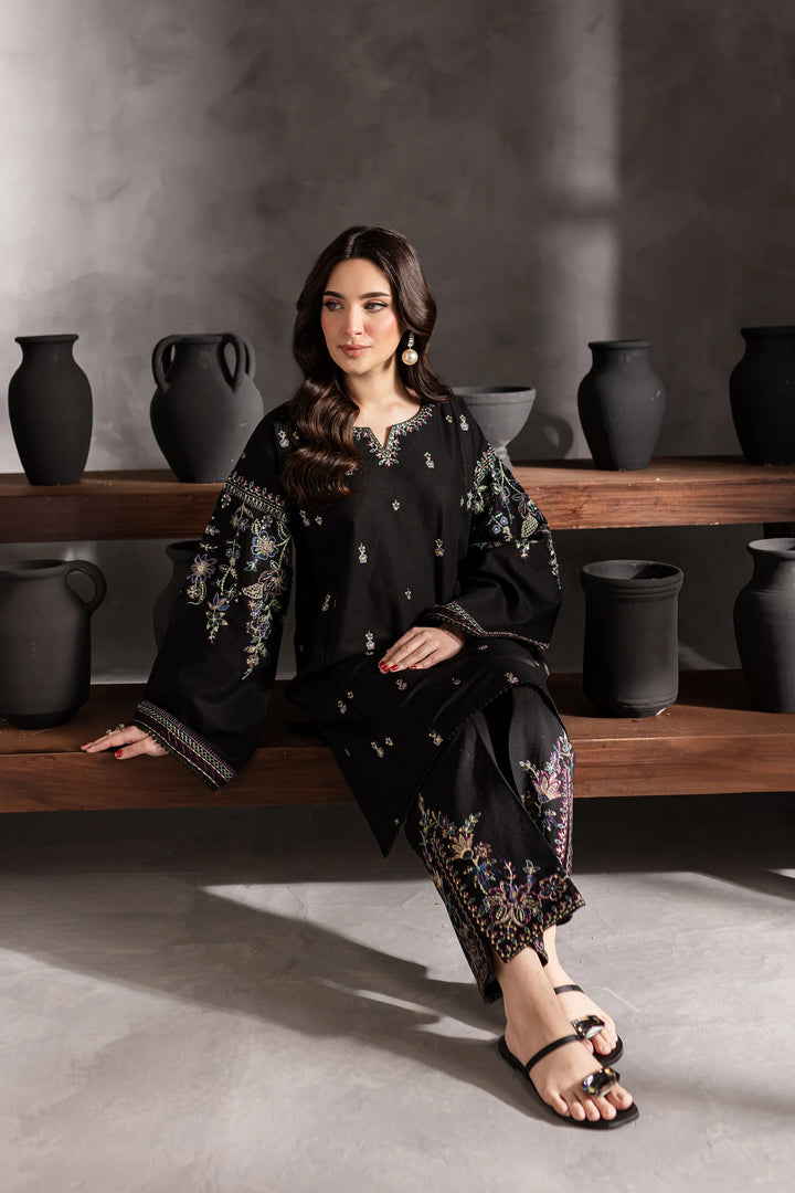 2Pc Black Embroidered Lawn Dress