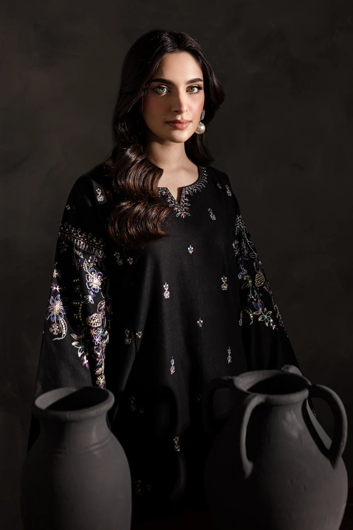 2Pc Black Embroidered Lawn Dress