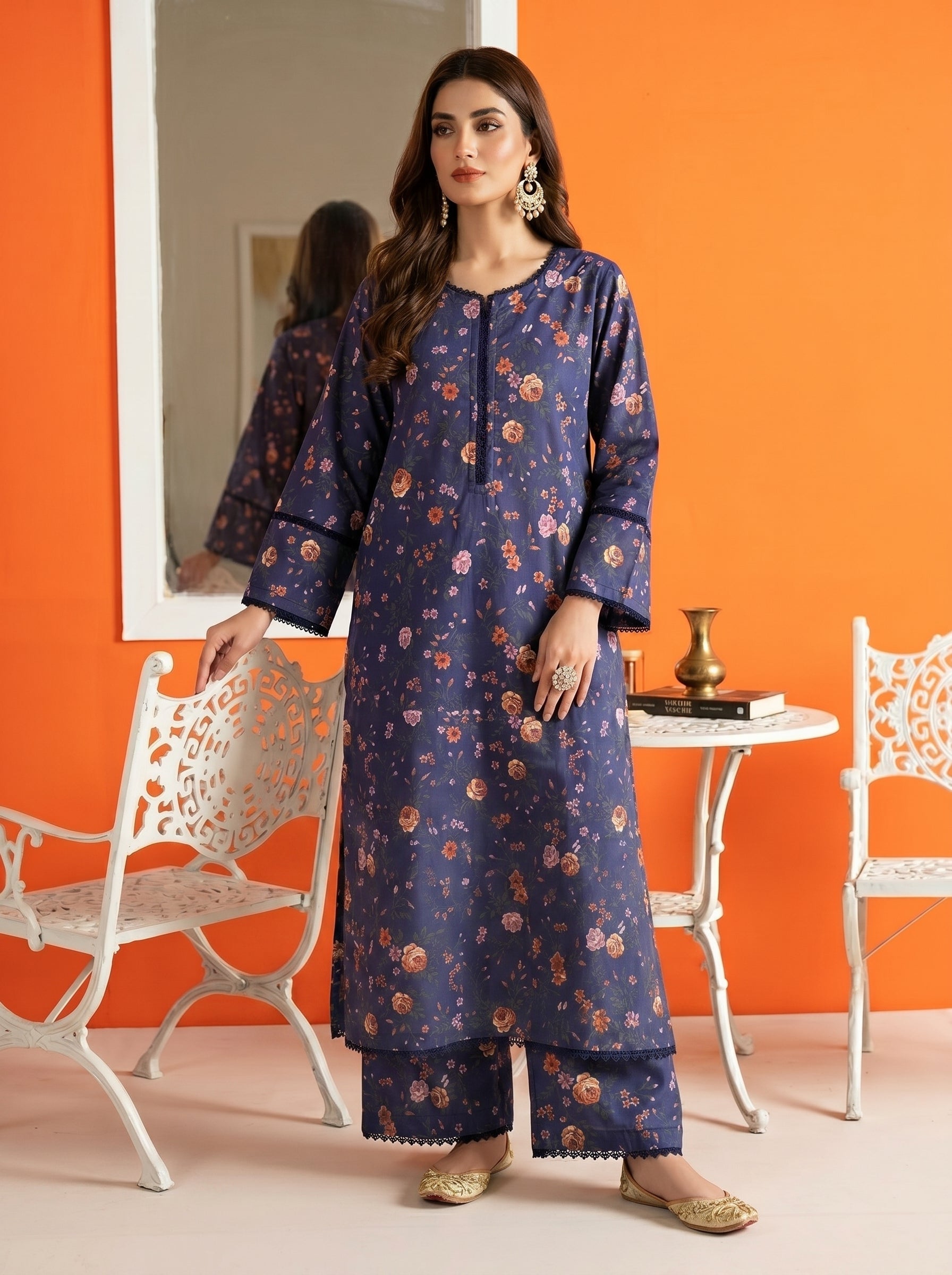 SS25-360 2PC Lawn Printed Shirt With Trouser