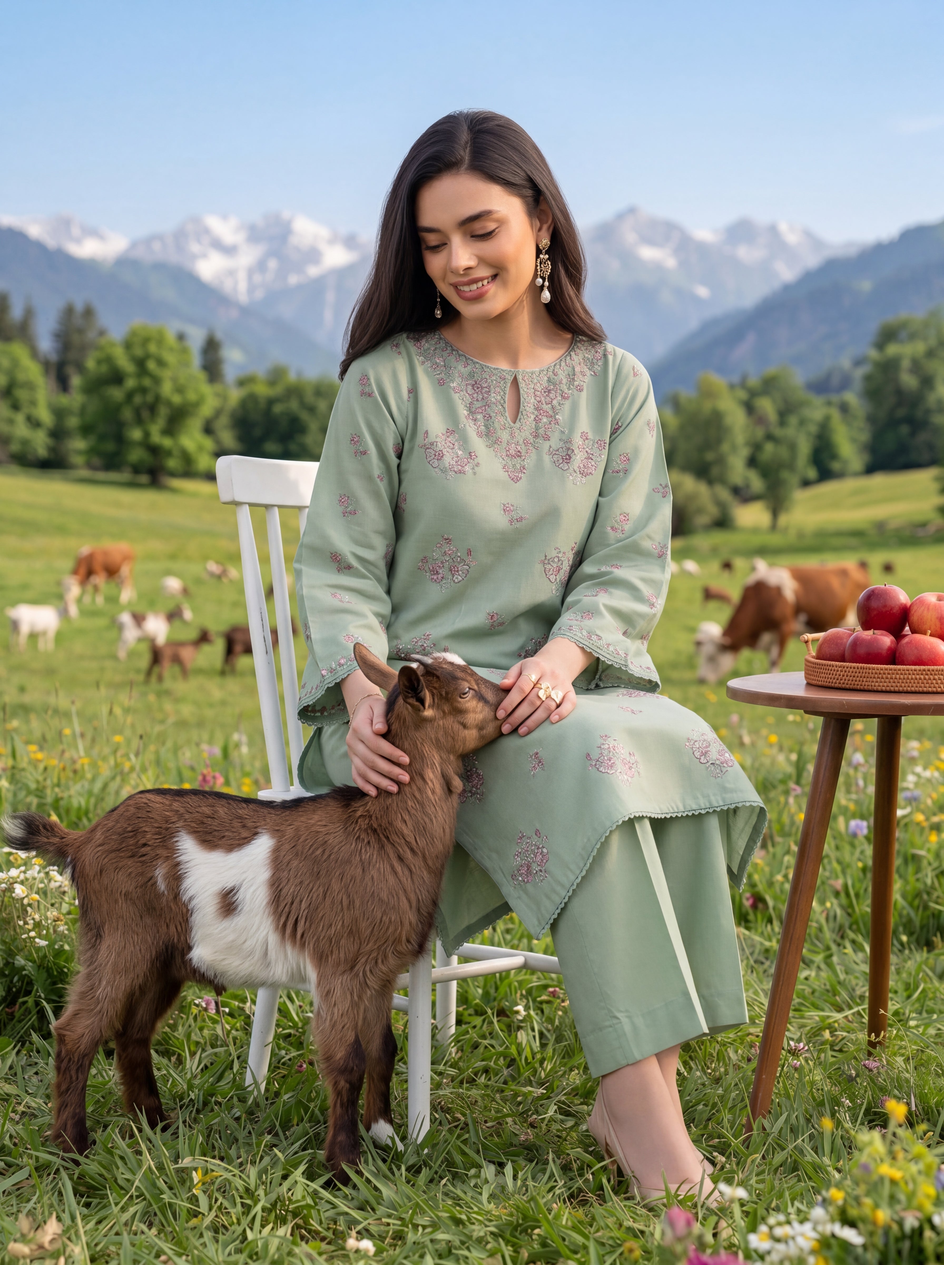 W25-133 2PC LAWN EMBROIDERED SHIRT WITH TROUSER.