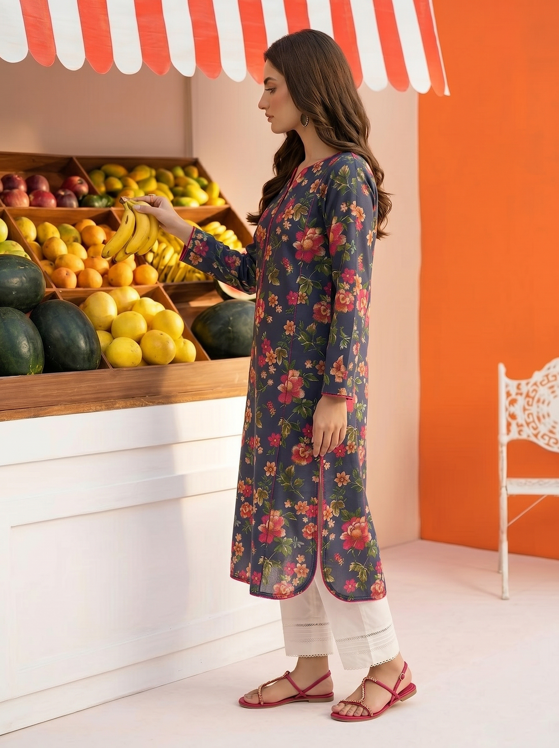 SS25-365 2PC Lawn Printed Shirt With Trouser