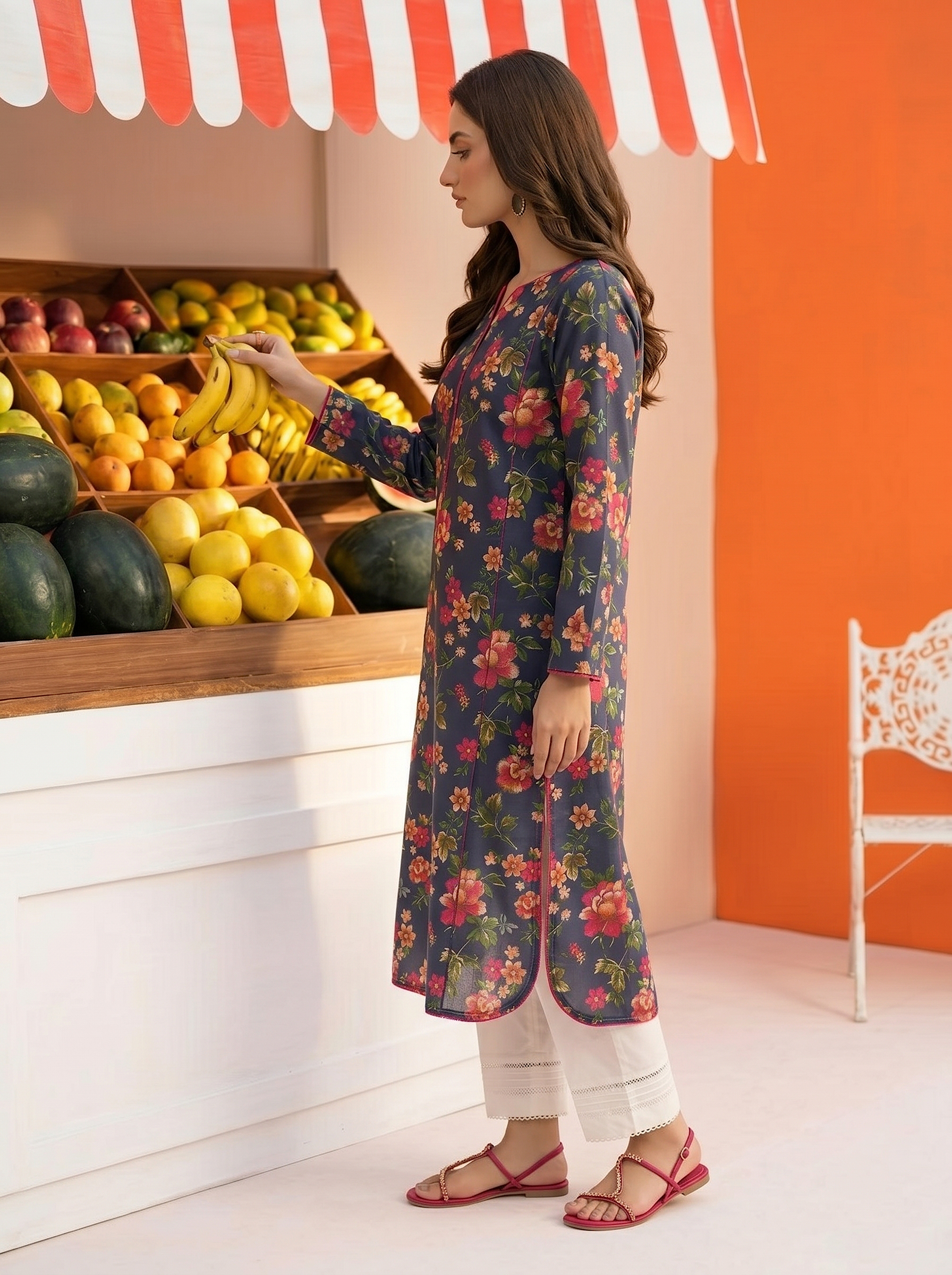 SS25-365 2PC Lawn Printed Shirt With Trouser