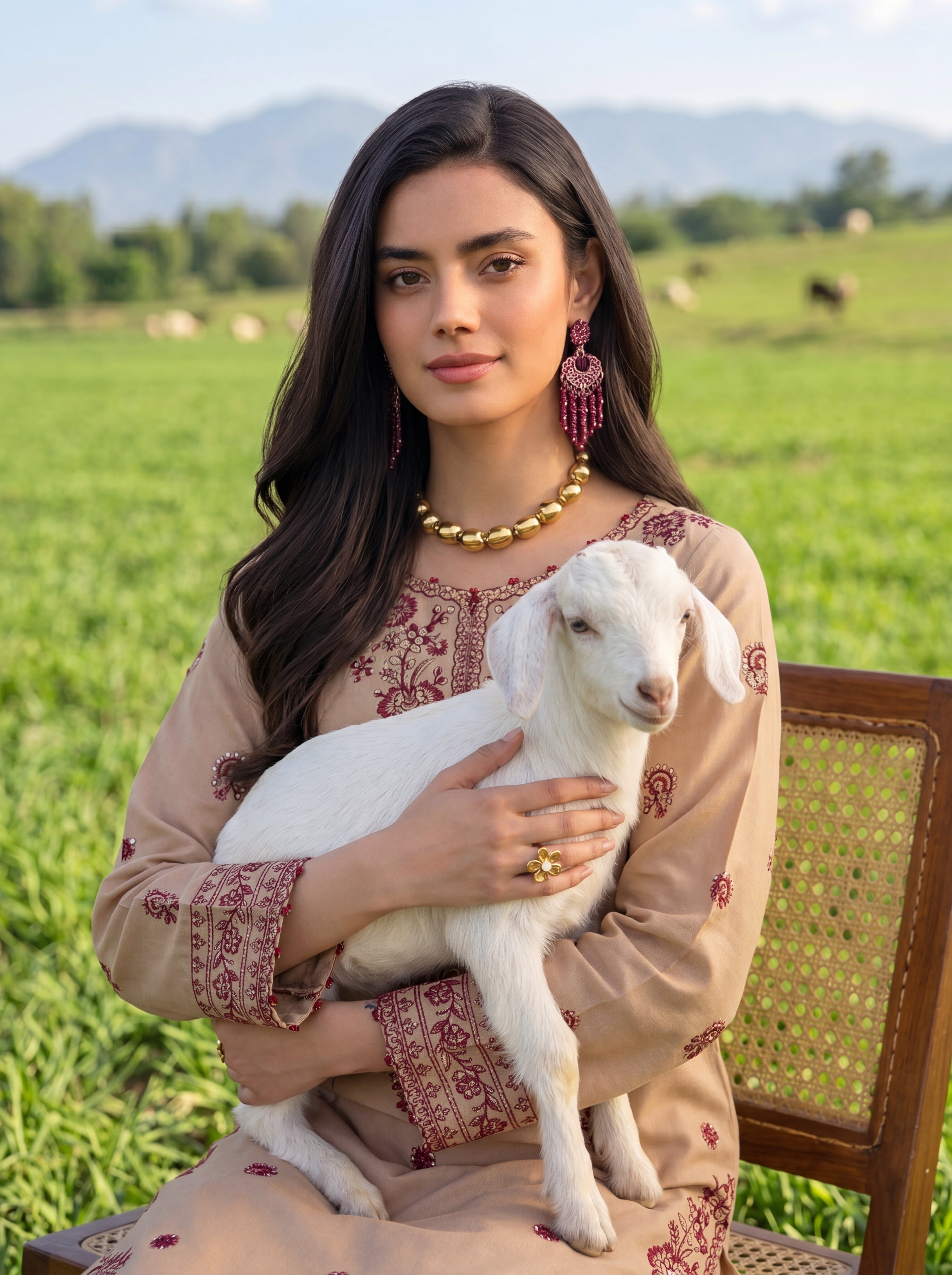 W25-132 2PC COTTON EMBROIDERED LAWN SHIRT WITH TROUSER.