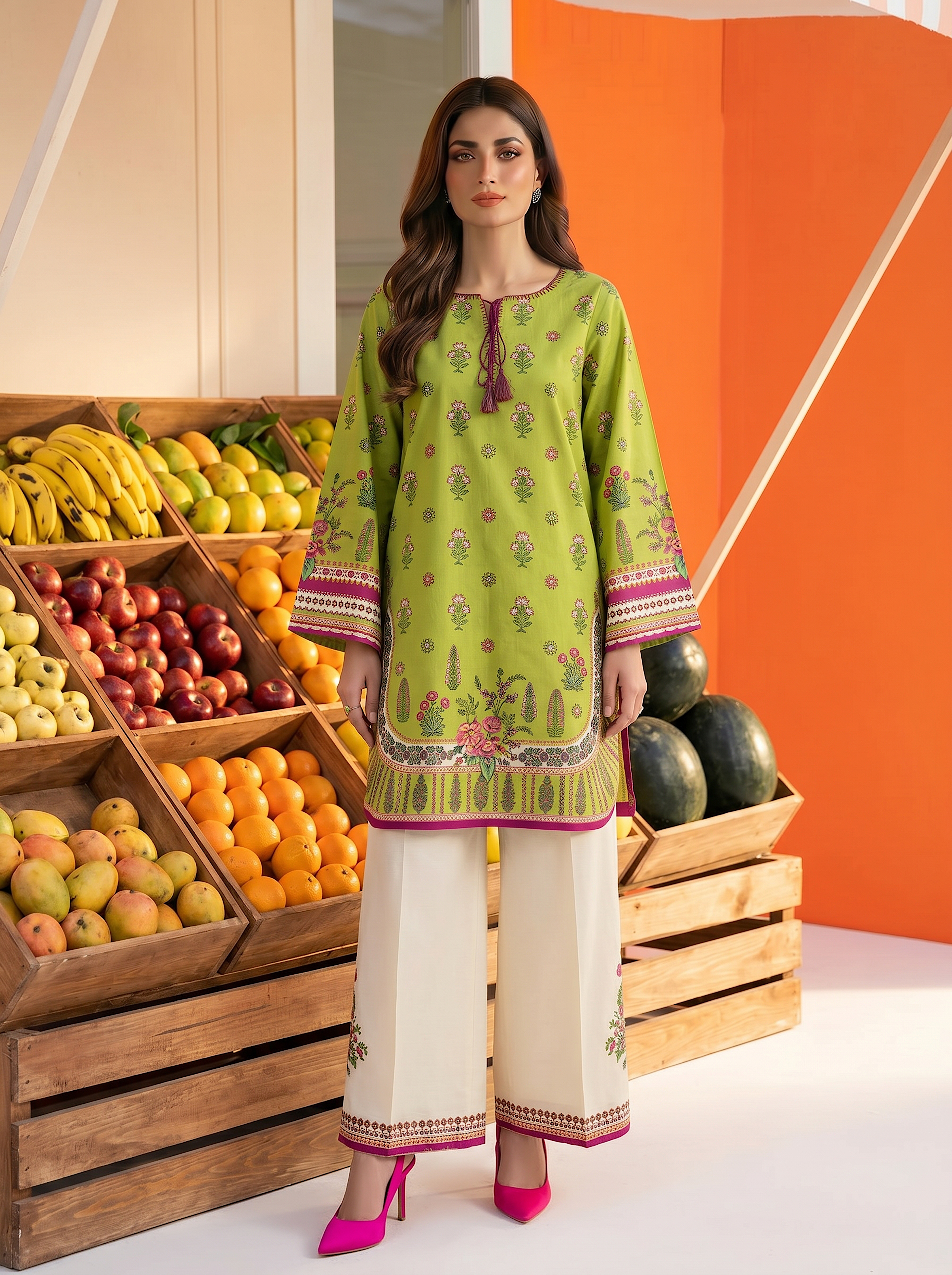 SS25-363 2PC Lawn Printed Shirt With Trouser